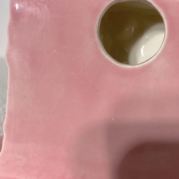 Vintage 1980  Pink Floral Textured Ceramic Toothbrush Holder - Picture 8 of 10